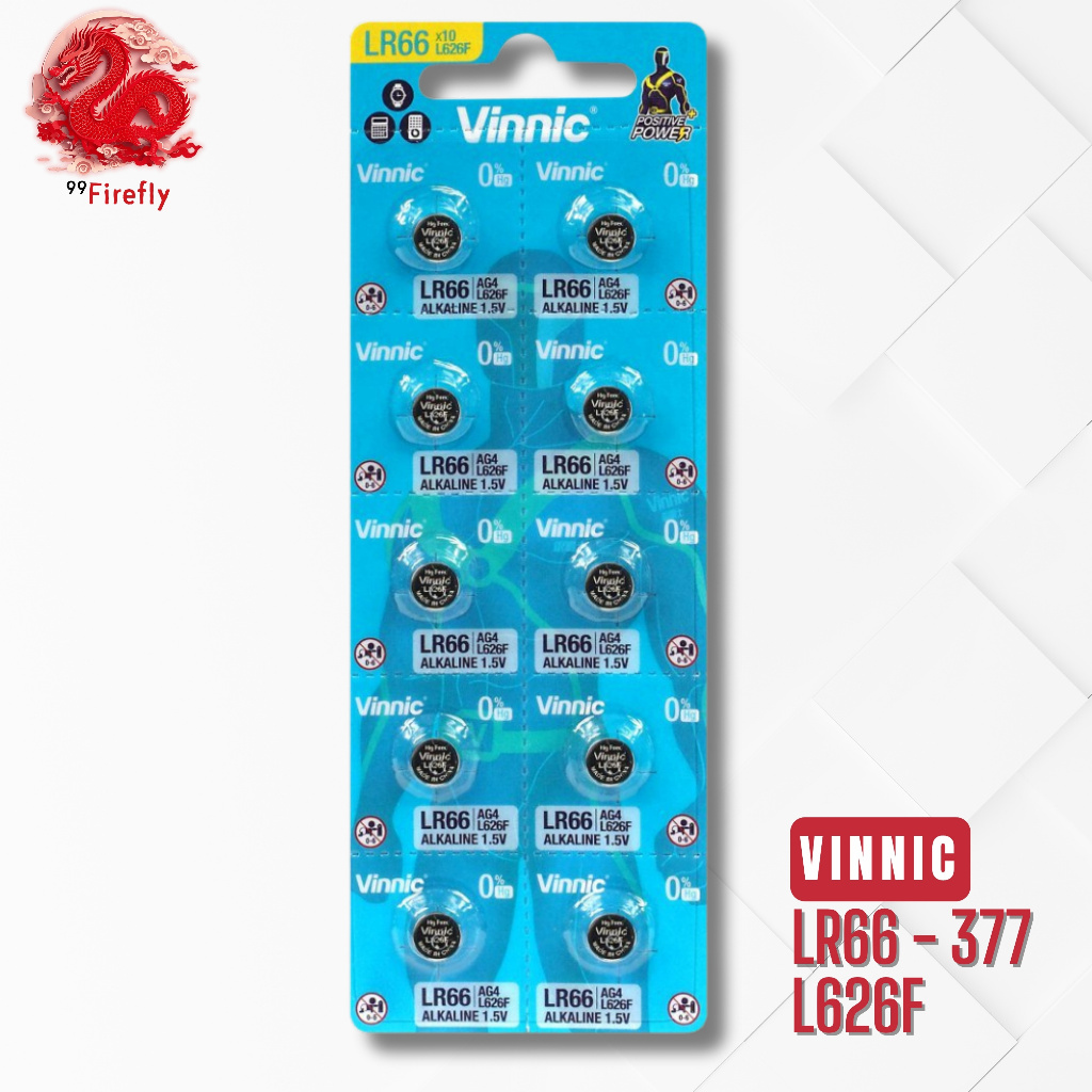 Batre Vinnic LR66 AG4 Alkaline 1.5v L626F Baterai Jam Tangan 626