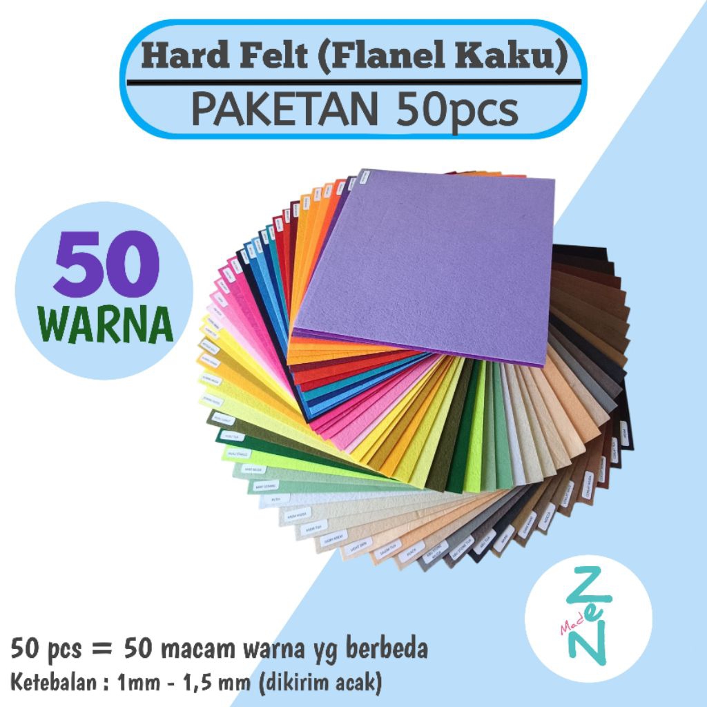 Hard Felt • Flanel Kaku • Paket 20-50 warna (Stiff Felt) • Non Woven Embroidery Felt