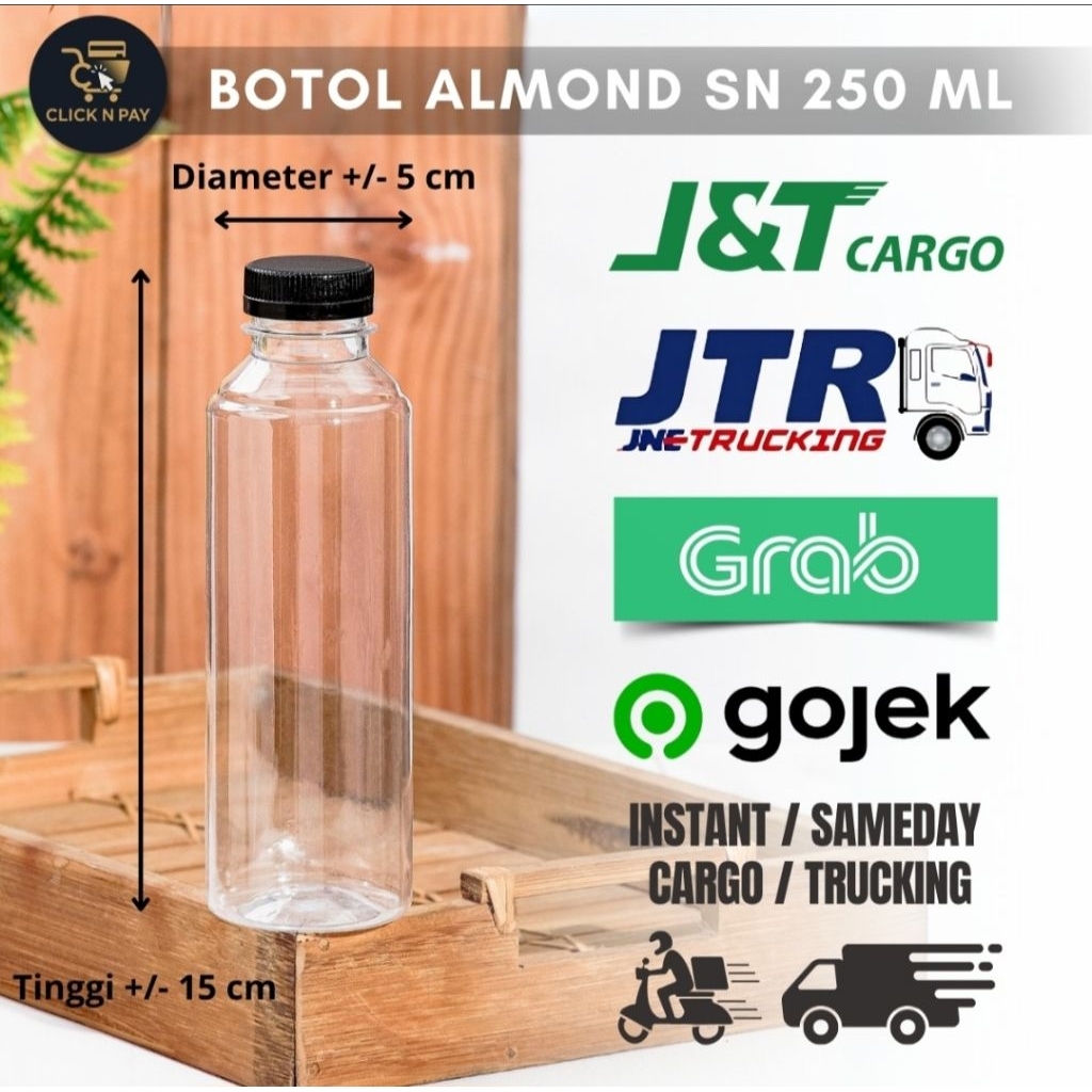 INSTANT SAMEDAY BOTOL ALMOND/ BOTOL SUSU/ BOTOL LIANG TEH 250ml FOOD GRADE