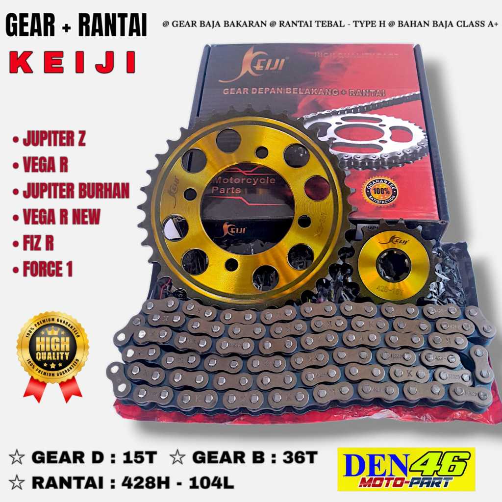 GEAR GIR RANTAI SET PAKET [ KEIJI ] YAMAHA - JUPITER Z , VEGA R , FIZ R , FORCE 1 , VEGA R NEW , SIG