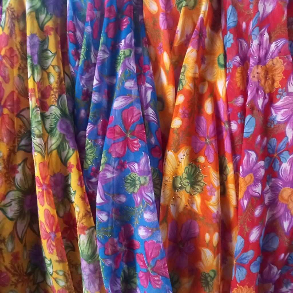 1/2 meter Kain Sifon (4 Warna) | Bahan Sifon | Kain Meteran | Sifon Motif | Bahan Import