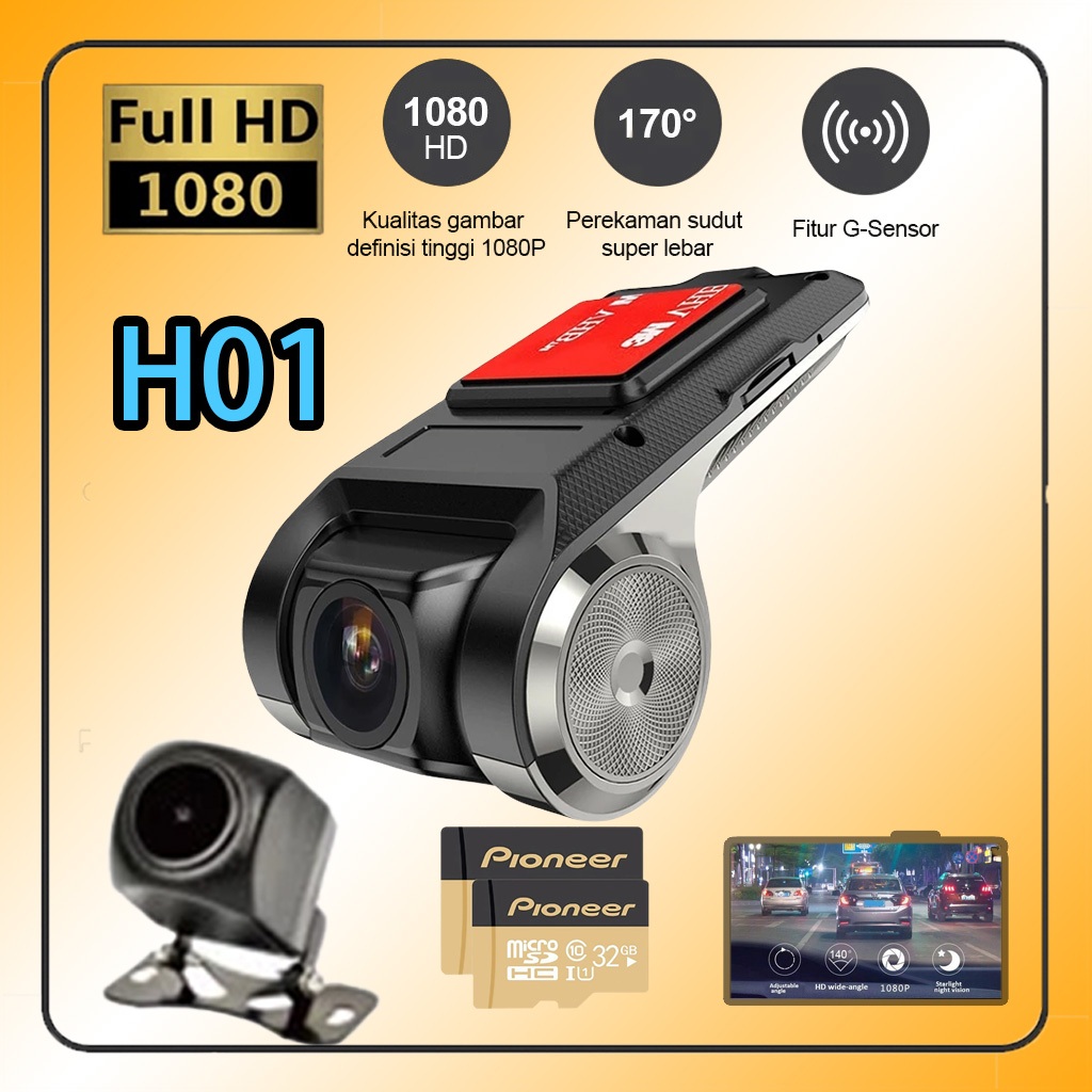 Dashcam【Lokal Stok】 H01 Resolusi 1080P HD Kamera Night Lucu Tinggi Kamera Lebar 140  Dashcam ADAS Ni