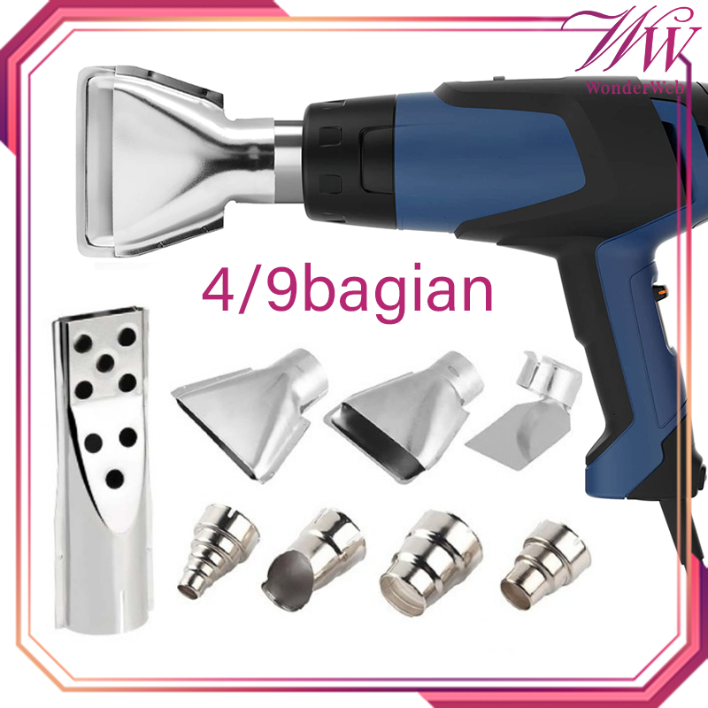 4pcs/9pcs Heat Gun Nozzle Stainless Air Blow Gun Nozzle Tip Ujung Hot Air Heat Gun Blower Nozzle