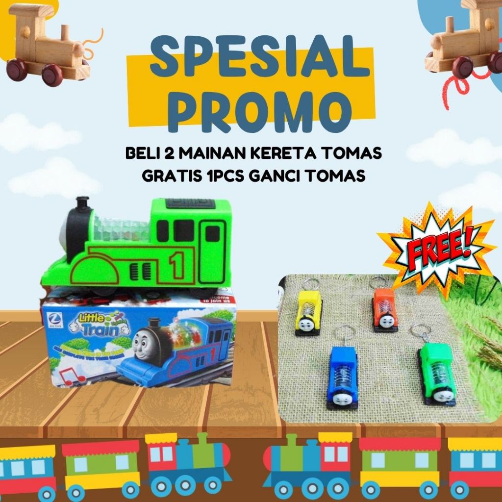 [BELI 2 GRATIS 1 GANCI TOMAS] 777-59 LOKO+GERBONG PENUMPANG Mainan Anak Kereta Api Tomas Electric To