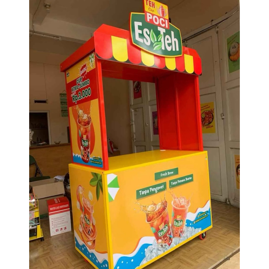 Satu set gerobak teh poci