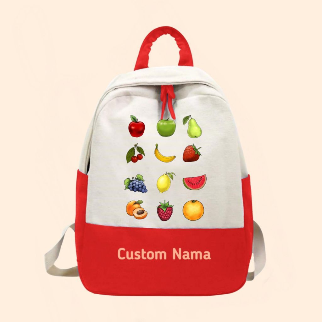 Tas ransel anak gambar buah buahan free nama