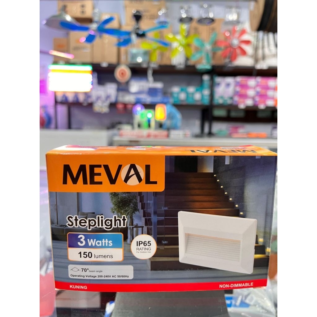 LAMPU DEKORASI TANGGA MEVAL 3WATT KUNING COVER PUTIH ( KIRIM CEPAT)