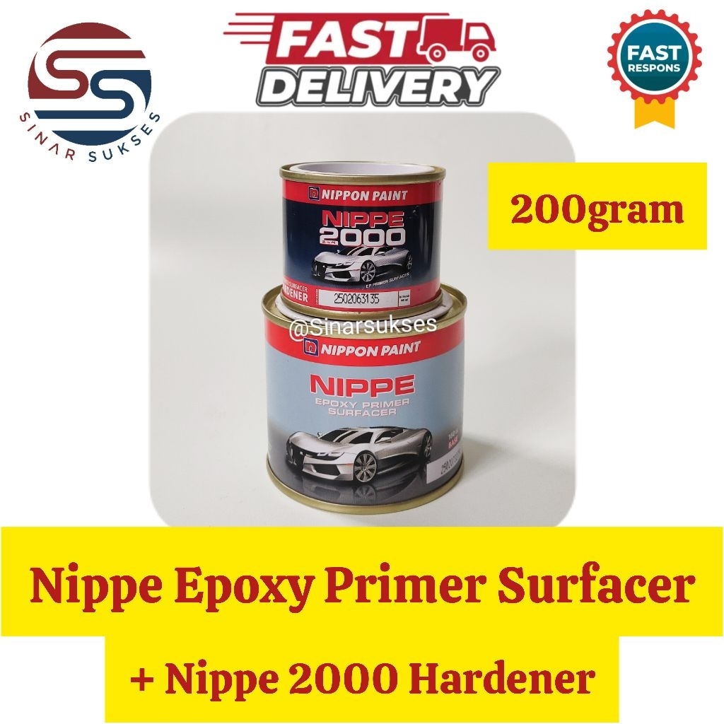 Nippe Epoxy Primer Surfacer Abu 200gr + Nippe 2000 Hardener / Nippon Paint/  Nippe Epoxy 2000/ Nippe