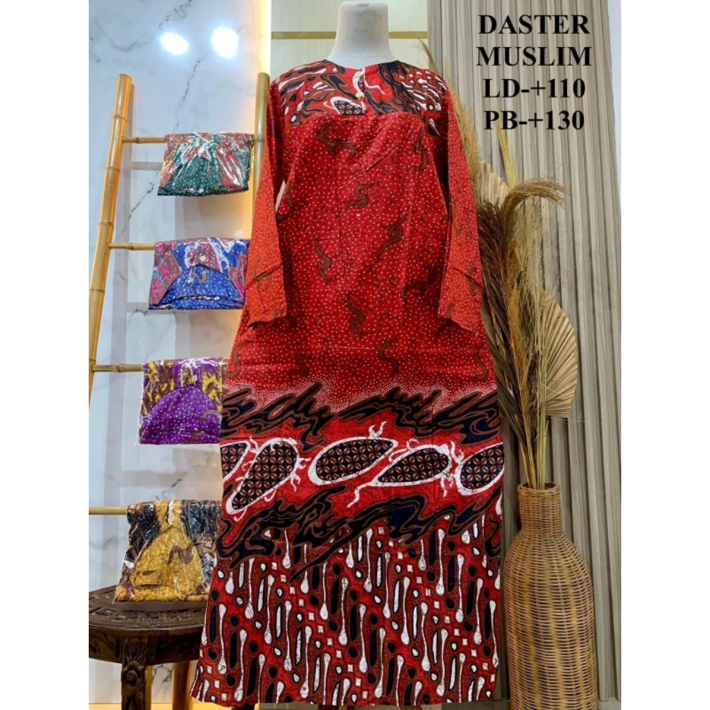 Daster Batik Muslimah Premium // Lengan Panjang//Bahan Rayon//Daster Busui