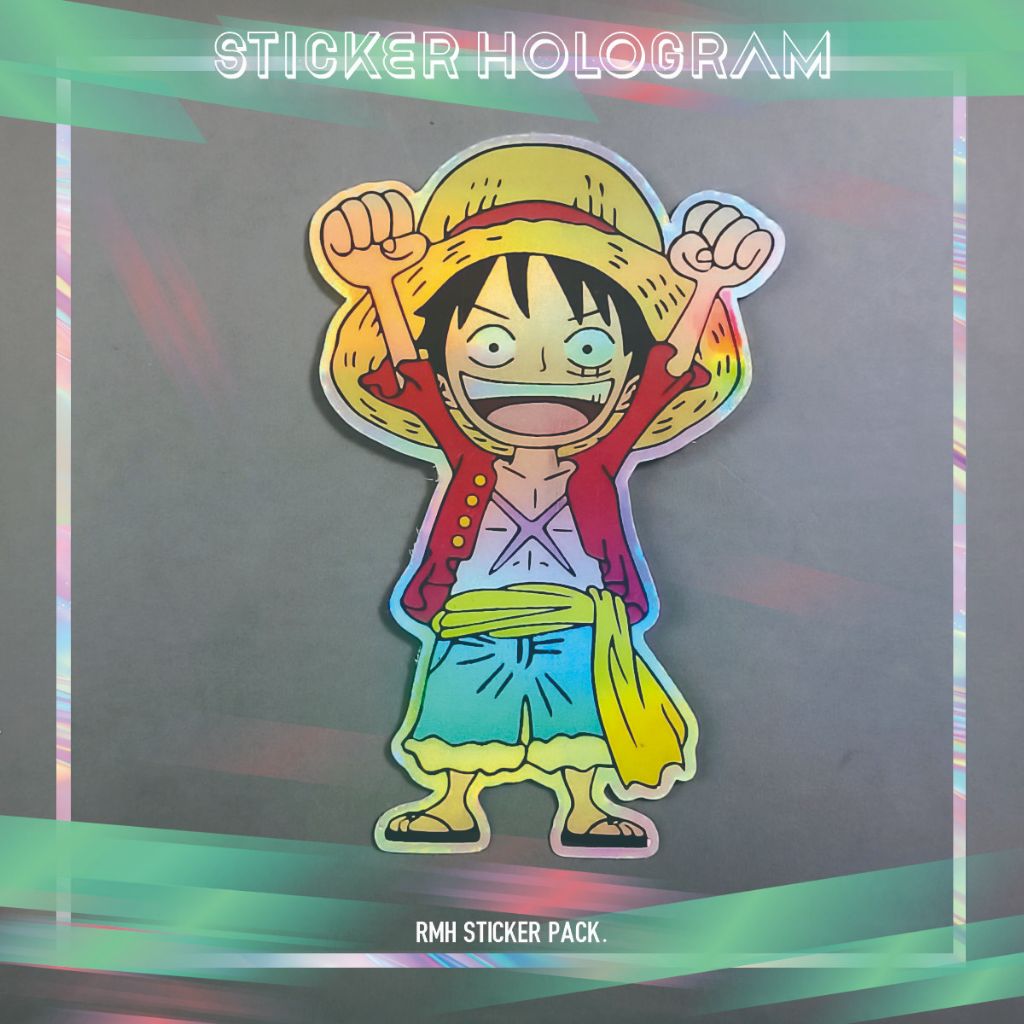 

Stiker Hologram | Anime One Piece Luffy Chibi
