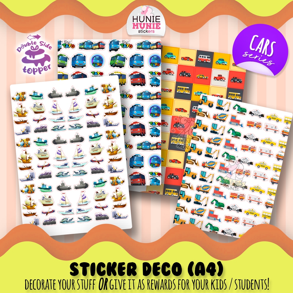 

Sticker Deco - TRANSPORTATION SERIES Cars - Alat Transportasi - Sport Classic Cute Car Stiker Mobil Truk Traktor Boat Ship Kapal - BOYS SERIES - Stiker Reward Anak Cake Topper - Hunie Munie
