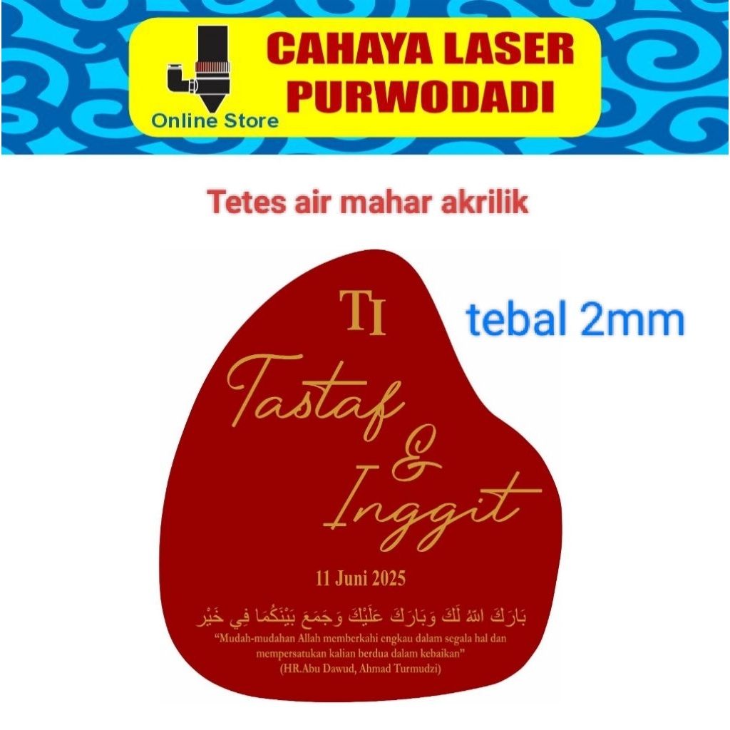 Tetes air mahar akrilik / mahar pernikahan / tetes air akrilik / tetes mahar akrilik