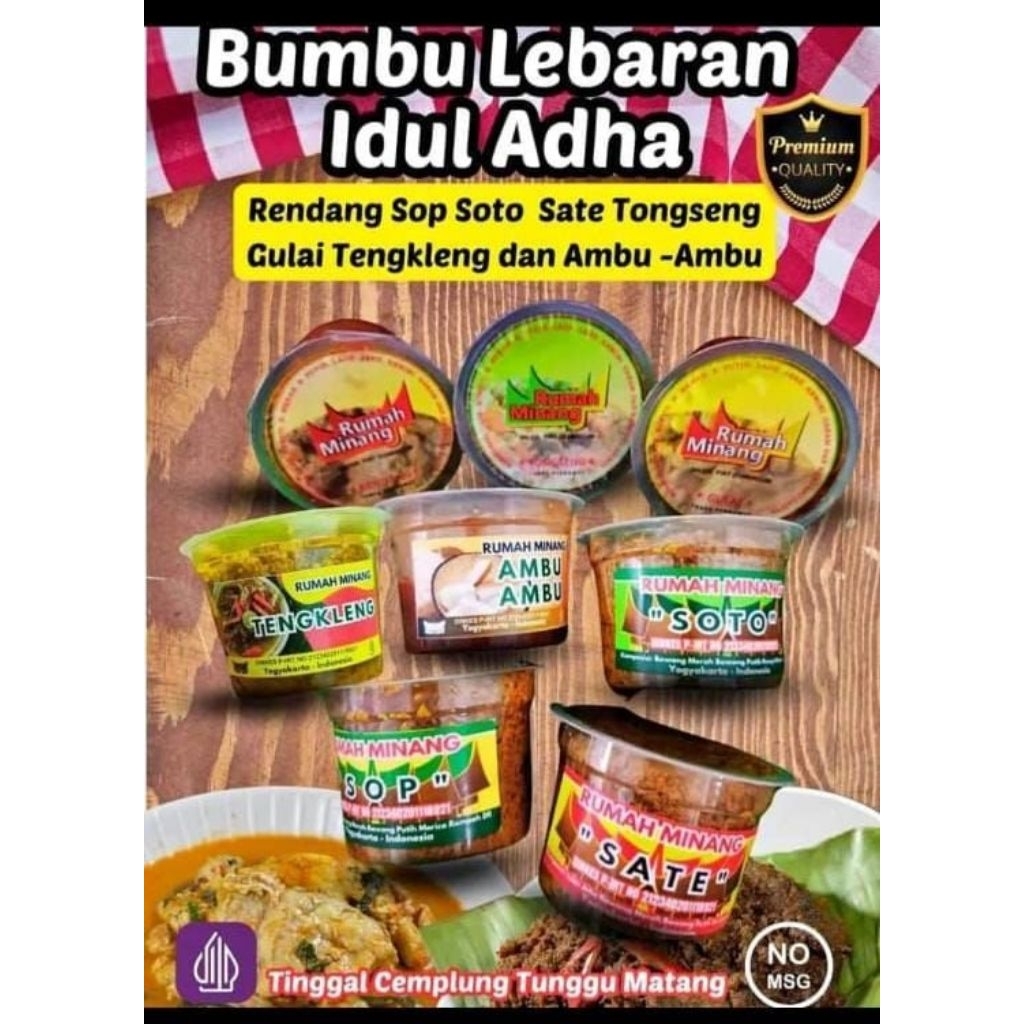 

Bumbu Rumah Minang 100 gram / bisa untuk 0.5-2 kg daging bisa untuk daging sapi atau ayam atau ikan