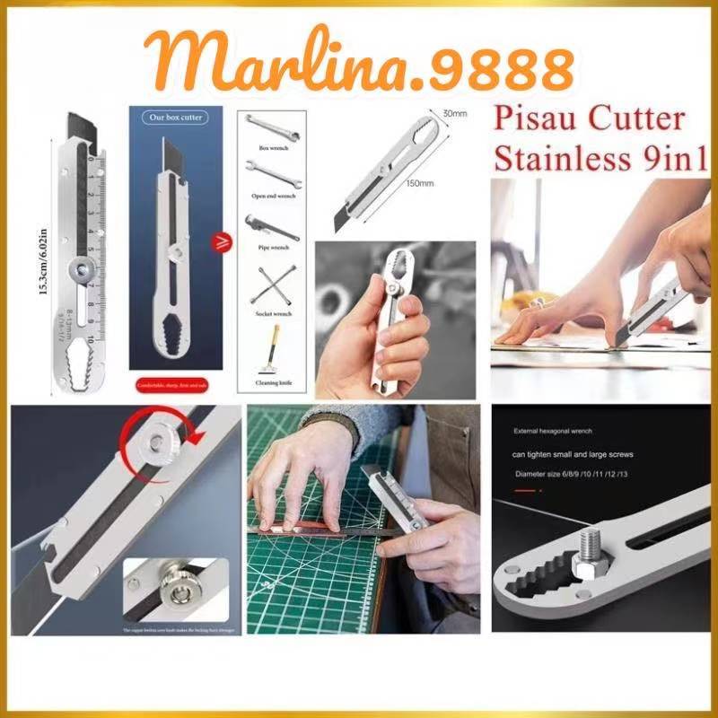 

Pisau Cutter Stainless Besi 9in1 Cutter Stainless Pemotong Kertas Tajam Anti Karat