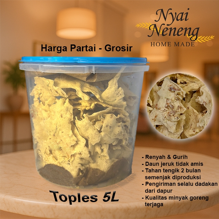 

Peyek Tumpi Teri Nyai Neneng Toples 5 Liter Asli Tasikmalaya
