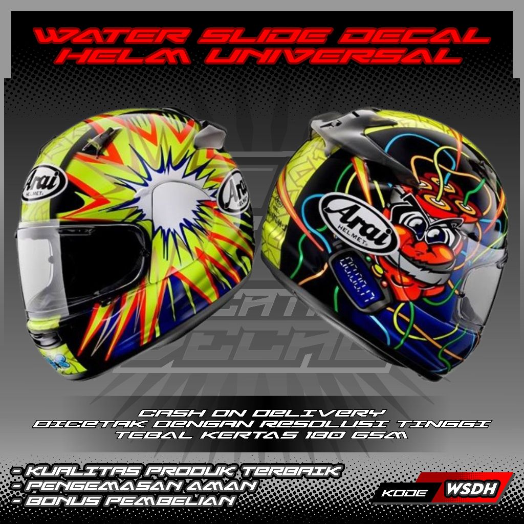WATER SLIDE DECAL HELM FULL FACE/HALF FACE UNIVERSAL MOTIF ARAI KAREL ABRAHAM 2012