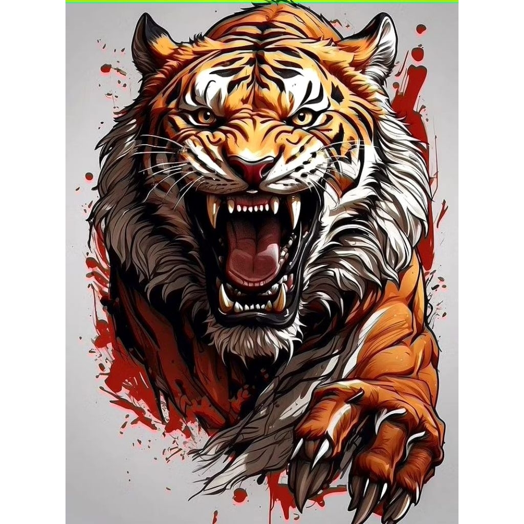 

stiker 3D macan keren, stiker print sudah cutting, size 15 x 20 cm, anti air