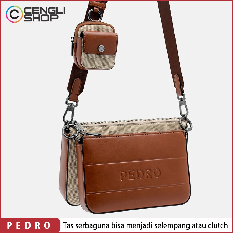 TAS SELEMPANG PRIA PEDRO SLING BAG ORIGINAL BRANDED ASLI COKLAT PM037