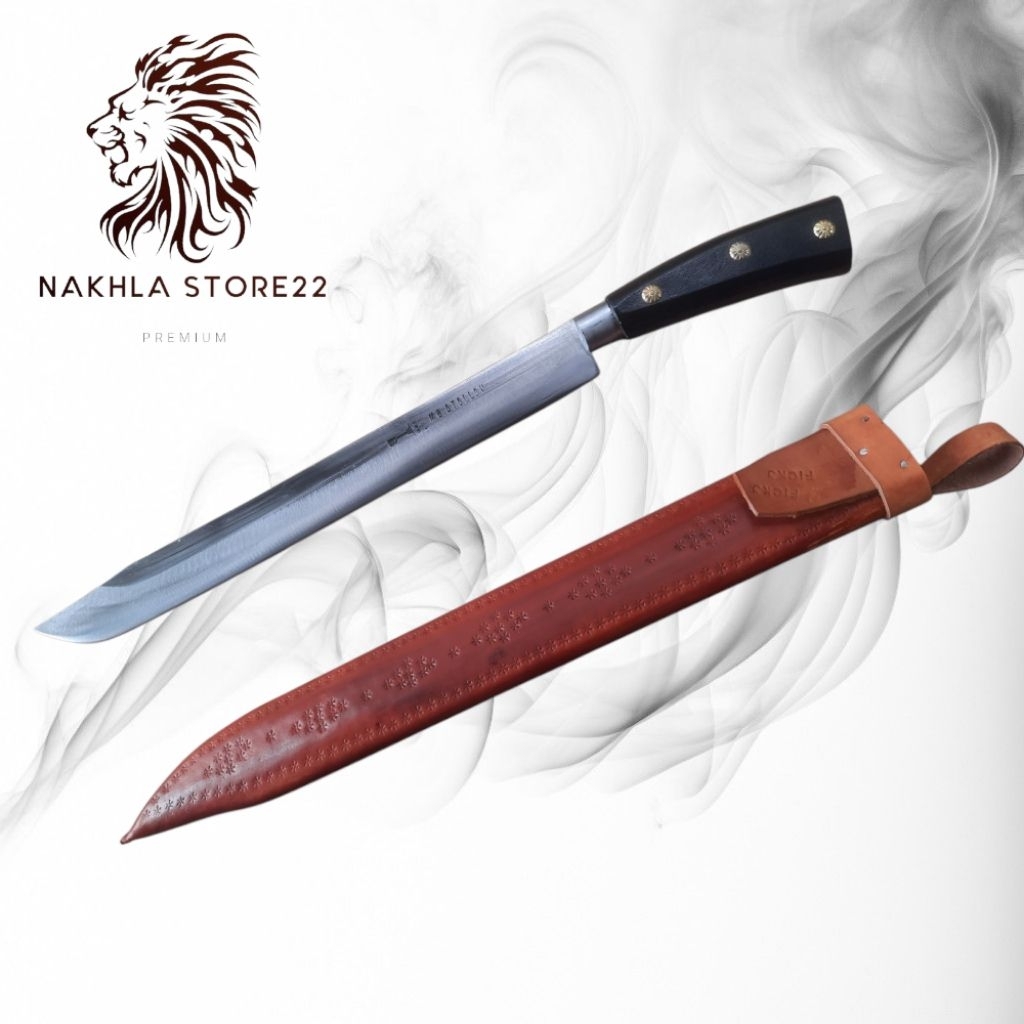 PISAU CAP GARPU UNTUK SEMBELIH, DENGAN SARUNG KULIT SAPI ASLI