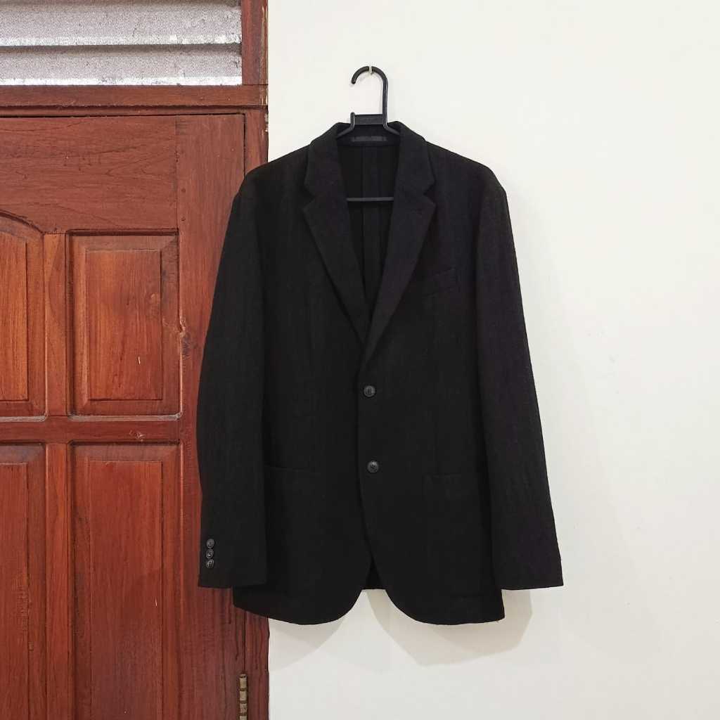 Jas Blazer Uniqlo Wool Tweed Herringbone