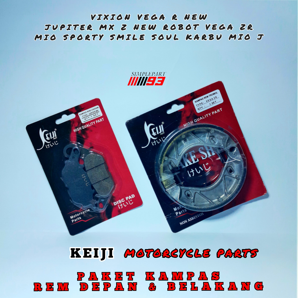 PAKET [ 1 SET ] KAMPAS REM CAKRAM DEPAN & BELAKANG YAMAHA  [ KEIJI ] - VIXION , MIO SPORTY , MIO J ,
