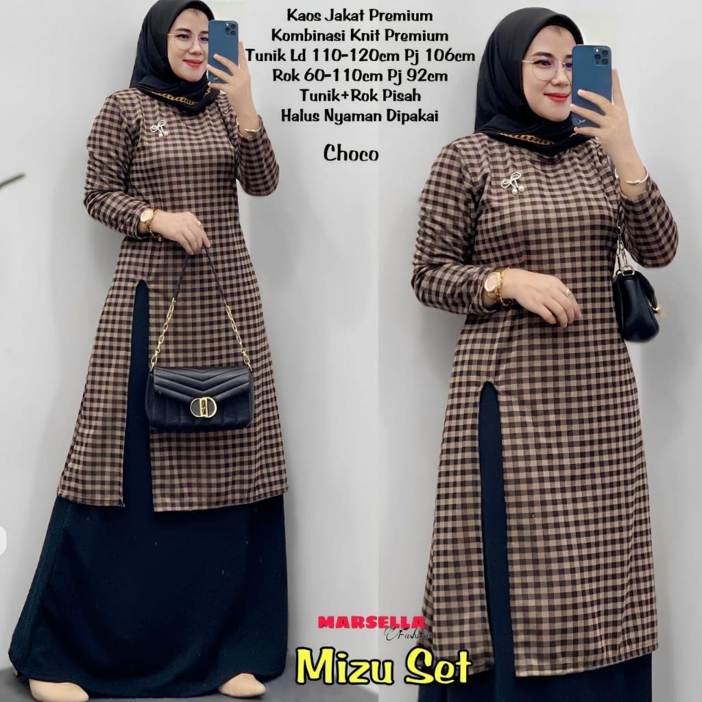 MIZU SET ORI MARSELLA FASHION // Setelan Tunik Wanita One Set Kekinian Knit Premium