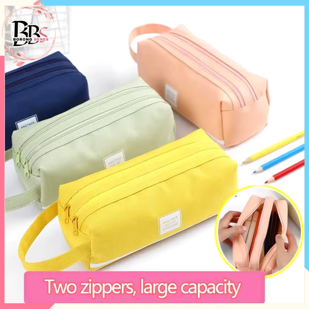 

BORES Kotak Pensil Dan Stationery Dual Zipper Dompet Pensil 2 Pouch Tempat Alat Tulis Perlengkapan Sekolah Dua Sisi Resleting