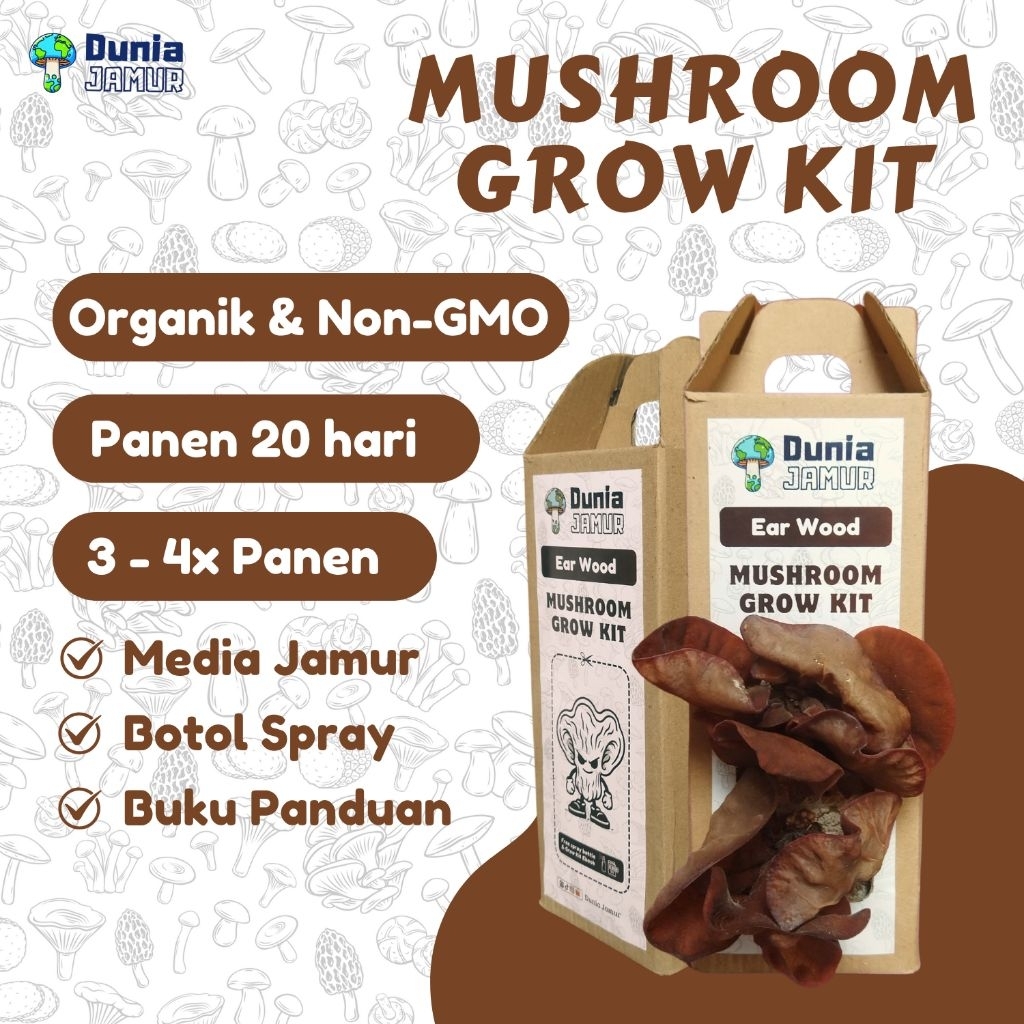Mushroom Grow Kit Paket Belajar Budidaya Jamur Kuping Pemula Taman Gardening Di Rumah