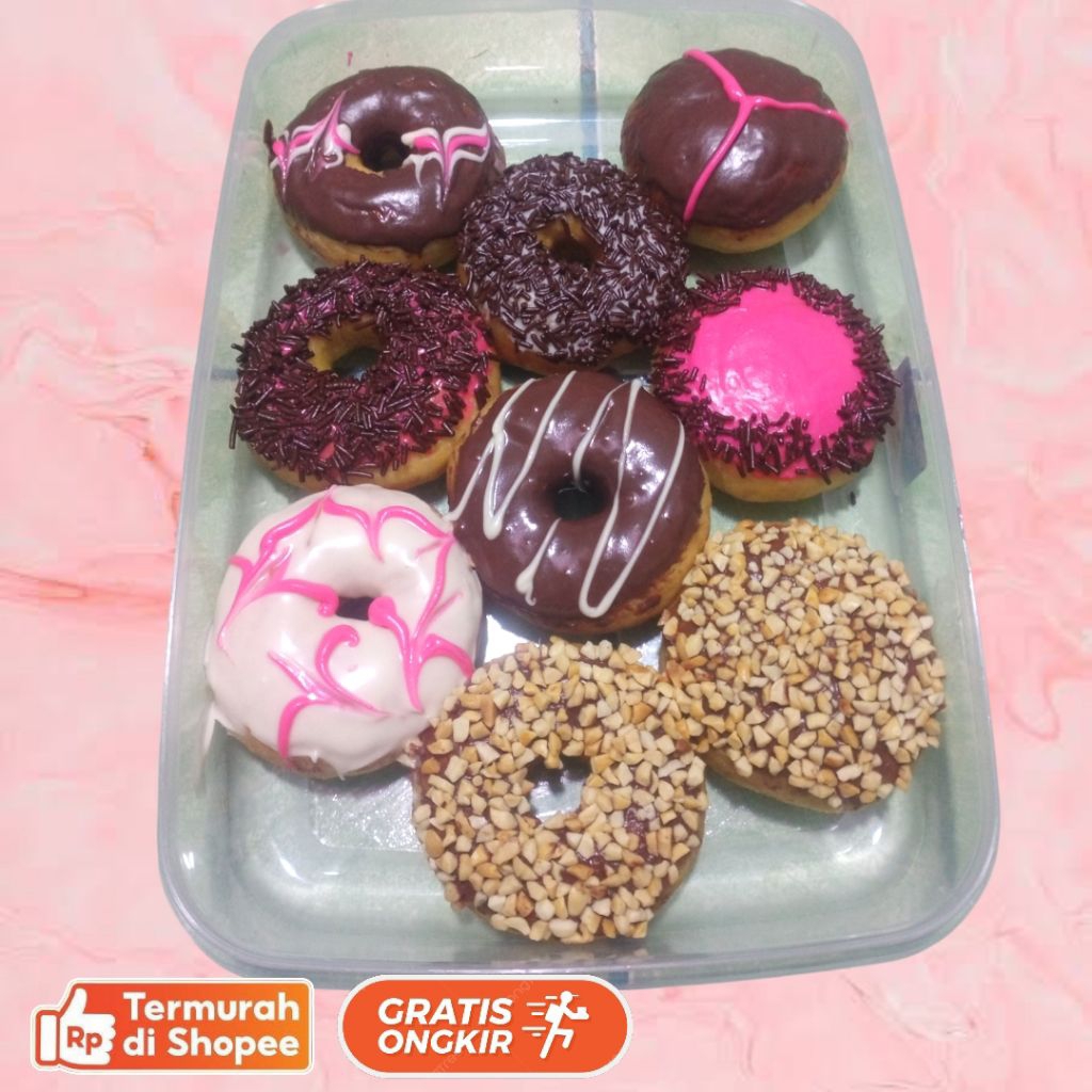 

Donat medium perbox isi 9 mix toping