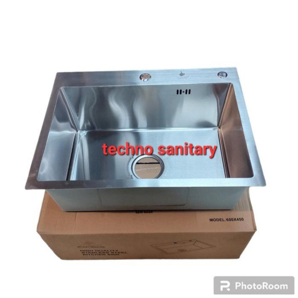 Kitchen Sink Kotak Minimalis 60 Cm/Bak Cuci Piring 1 Lubang 60 x 45