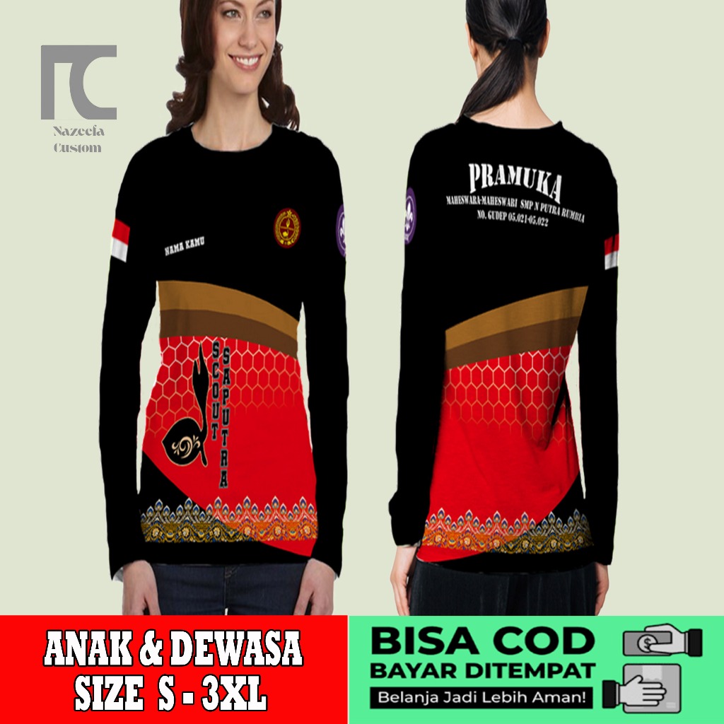 kaos pramuka lengan panjang | Kaos Baju Wanita Pramuka Pembina Lengan Panjang Fullprint art 04