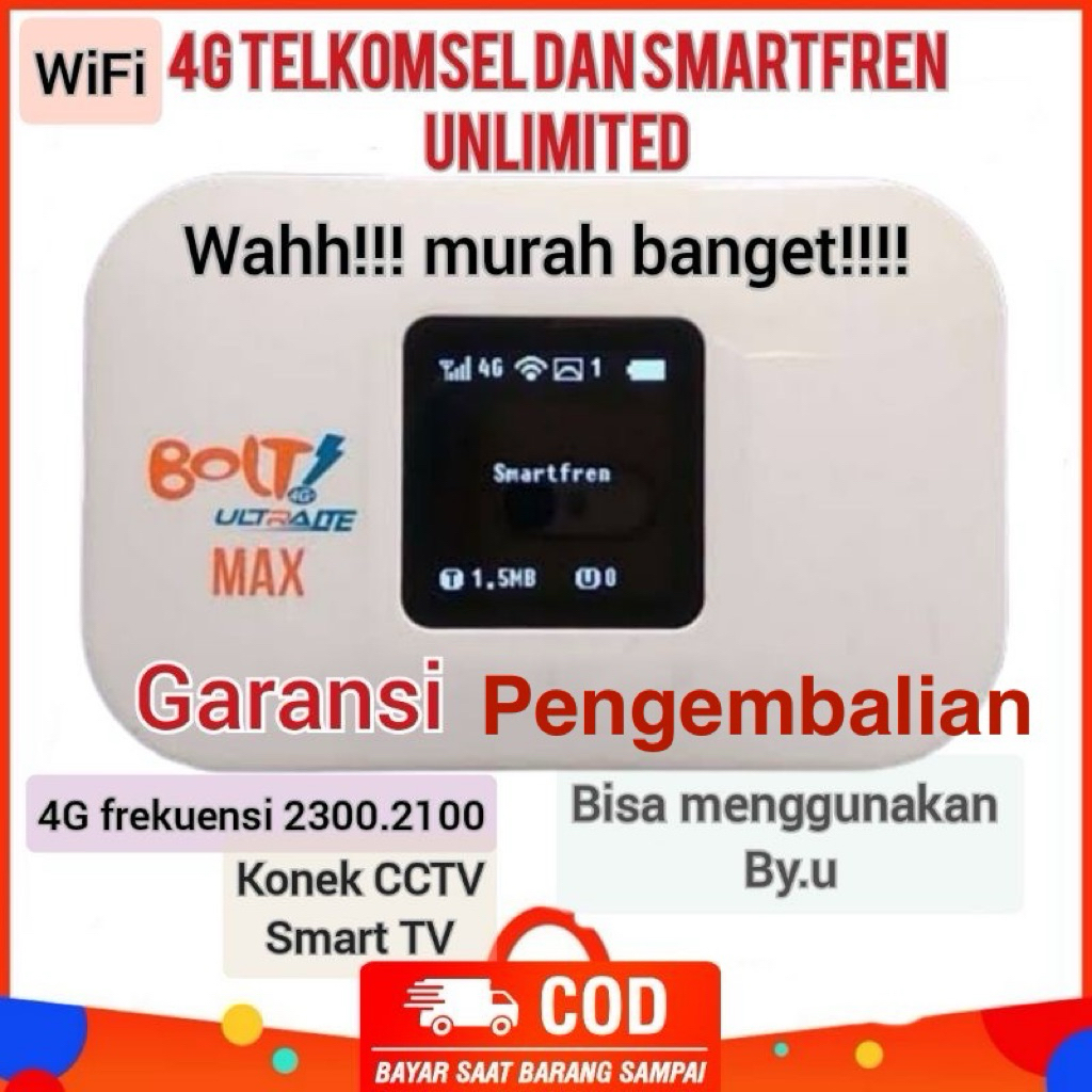 Modem wifi 4G unlock smartfren dan telkomsel bolt aqualia   frekuensi jaringan 2300 / band 40.