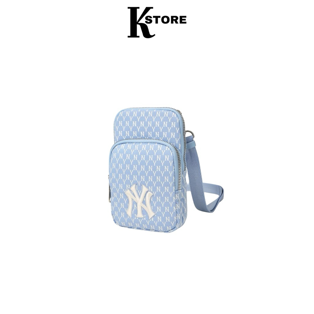 MLB NY New York Yankees Monogram Jacquard Mini Crossbody Phone Bag – Marine Blue