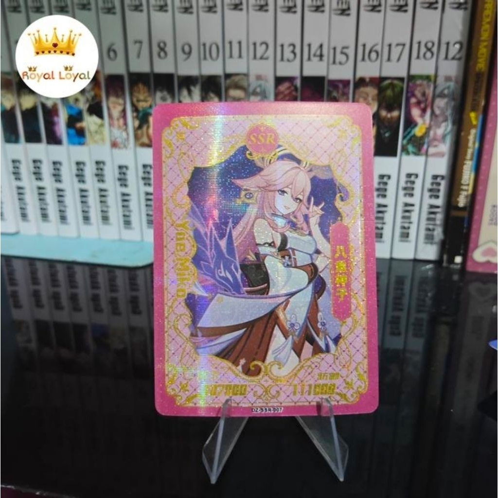Yae Miko Kartu Collection CCG TCG Genshin Impact Holo Glitter SSR Card