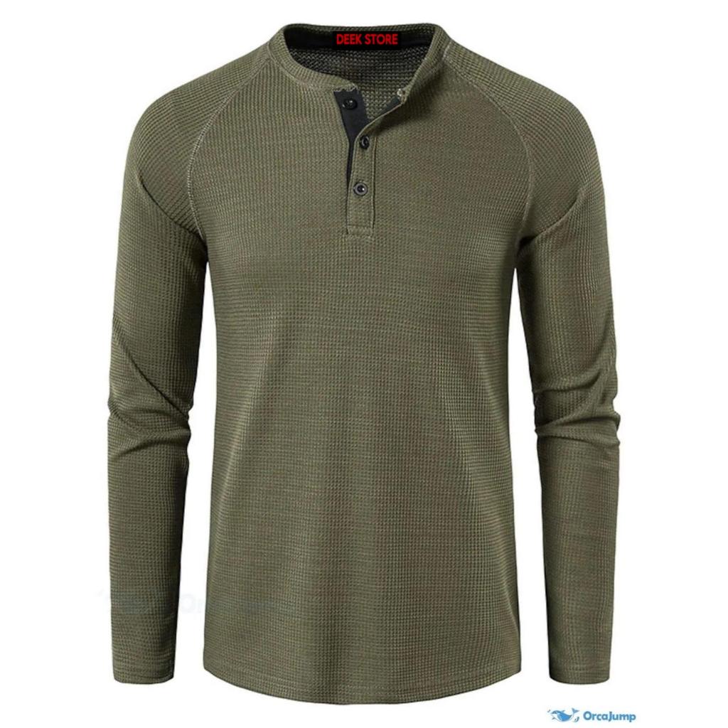 NAD ID KAOS WAFFLE KNIT LENGAN PANJANG/KAOS KANCING KNIT PRIA POLOS/KAOS WAFFLE KNIT TERLARIS