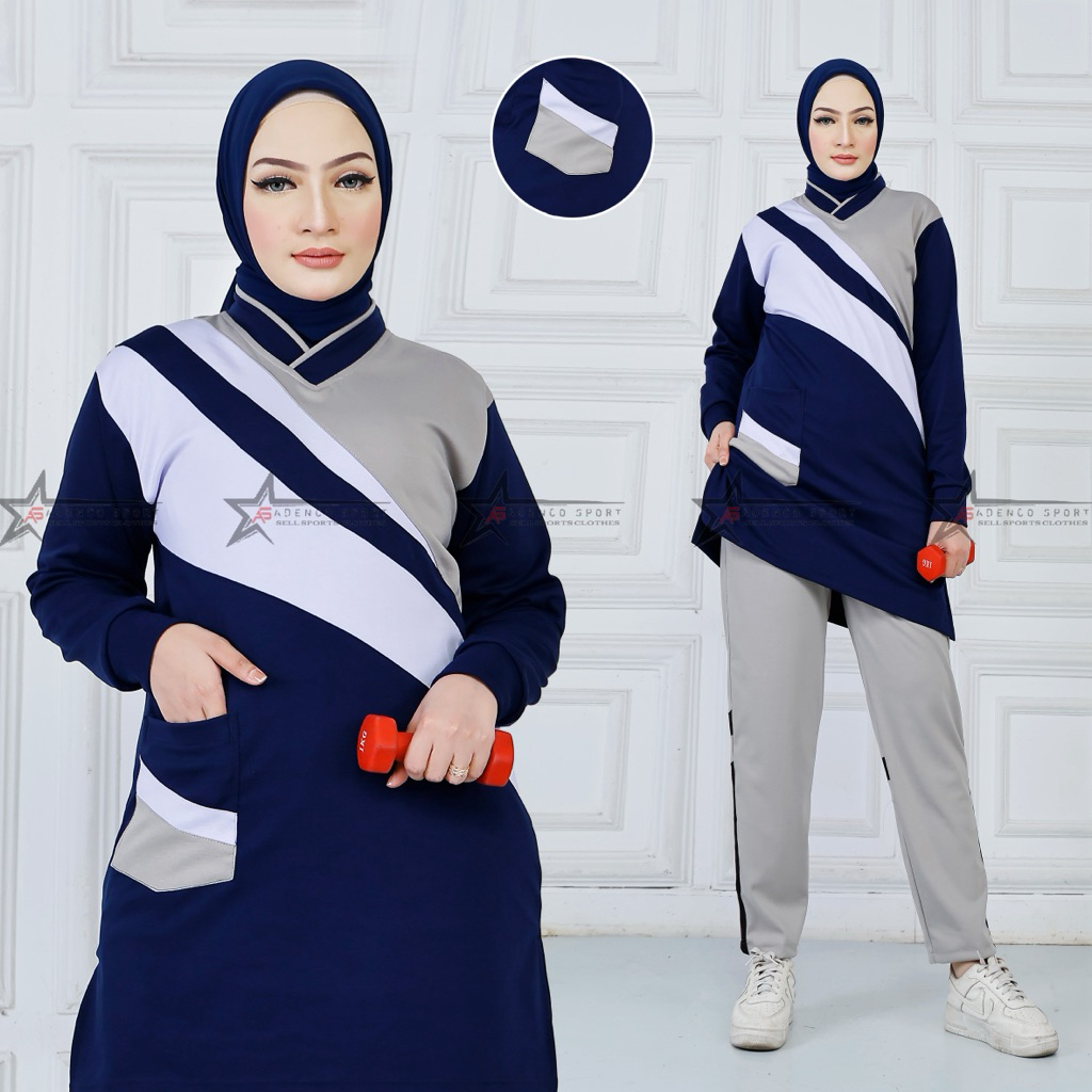 Setelan Baju Olahraga Senam Muslimah Terbaru / Setelan Training Senam Wanita Muslimah