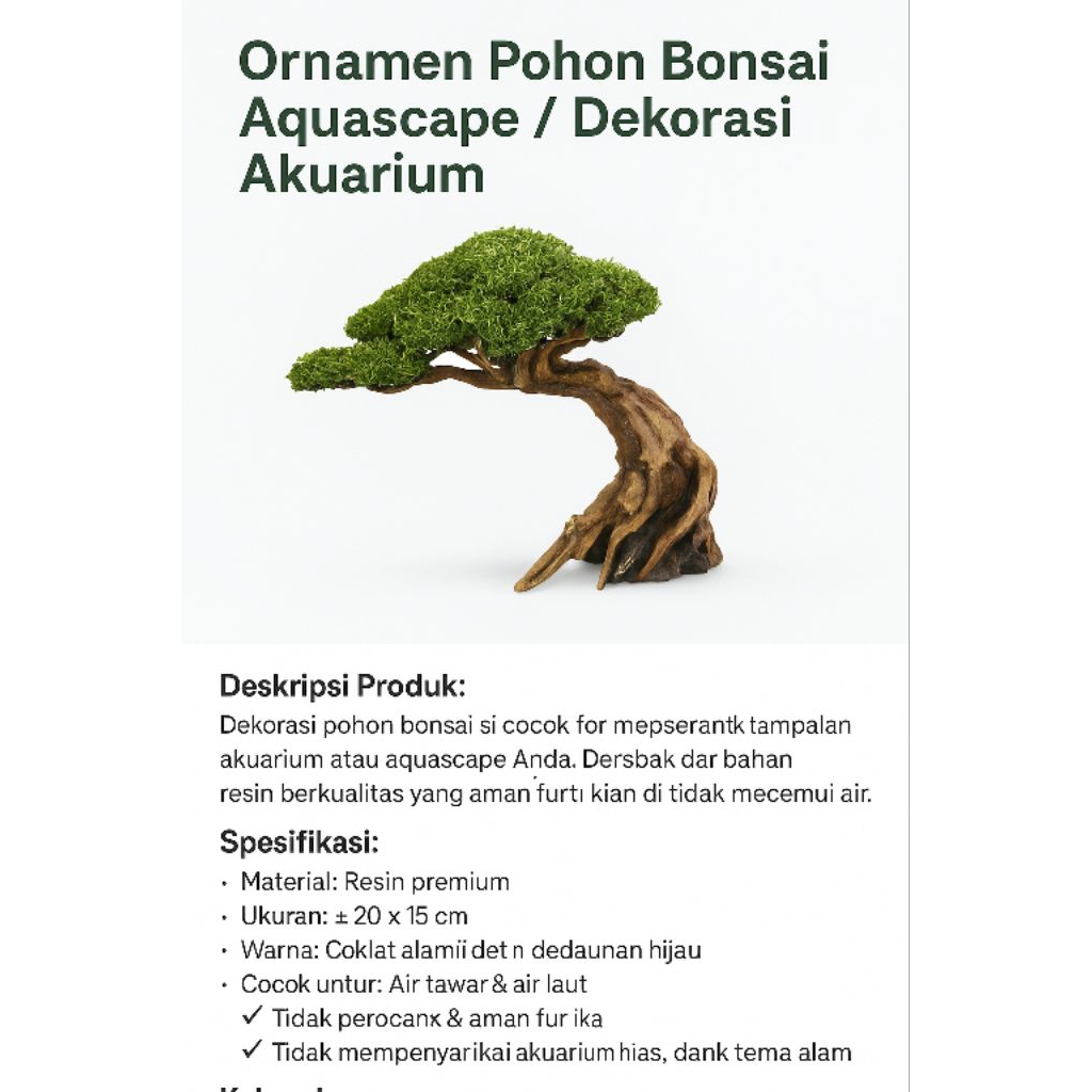 Dekorasi Bonsai Aquarium Mini 15–17 cm – Estetik & Natural  cocok buat air tawar dan aquascape