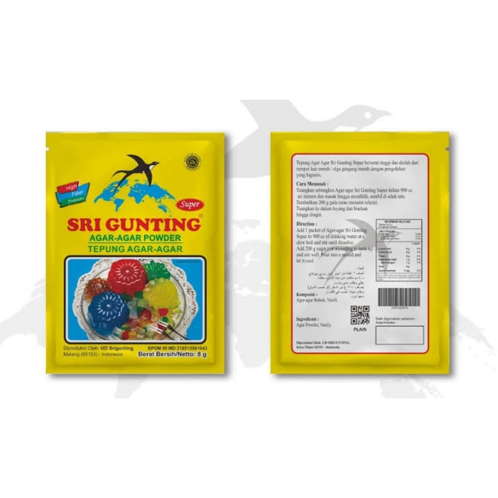 

Agar agar sri gunting tepung powder 8gr
