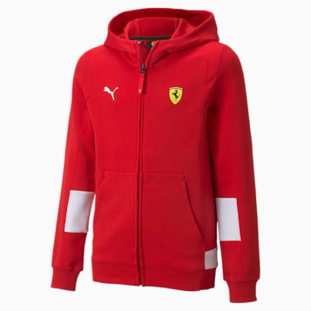PUMA Scuderia Ferrari Race Hooded Sweat Jacket Red Hoodie Kids