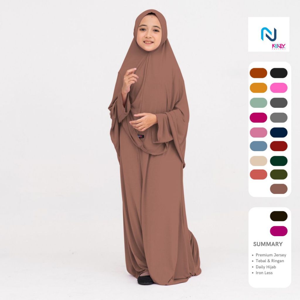 Gamis anak perempuan syari set hijab usia 9 sd 15  tahun premium ori branded