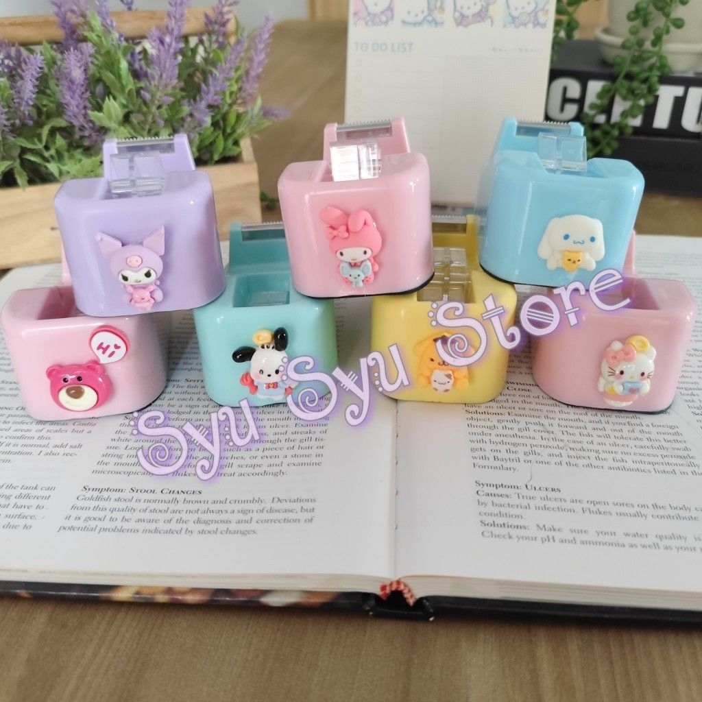 

Tape Dispenser Solasi Solatip Isolasi Kuromi Cinnamoroll Pochacco Pompompurin My Melody Hello Kitty