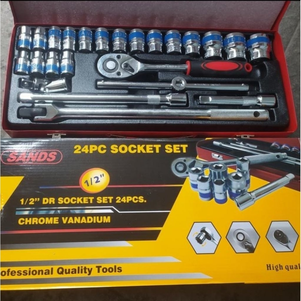 kunci sock set 24 pcs 1/2 tipey SHE-INCH 6 point sohck Wrench SANDS