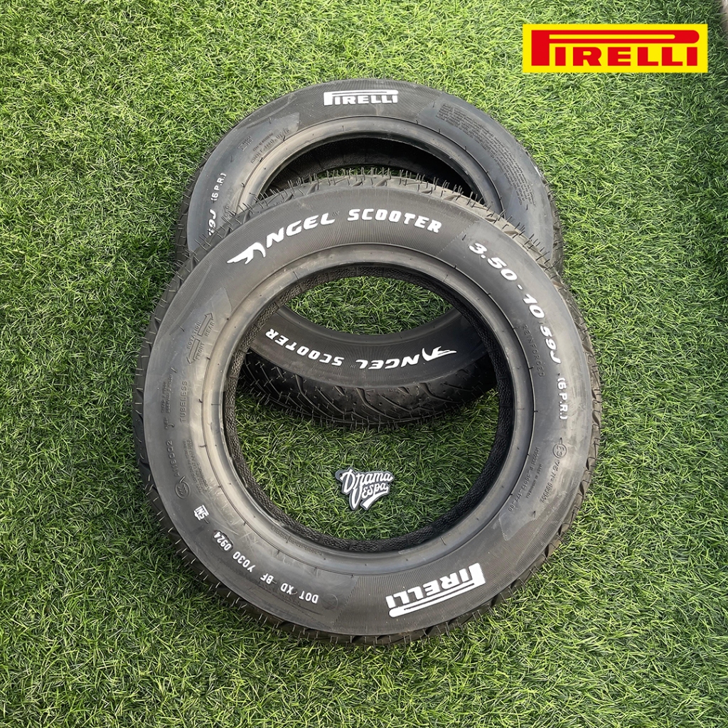 Ban Pirelli Angel Scooter 10-350 White Text |Drama Vespa