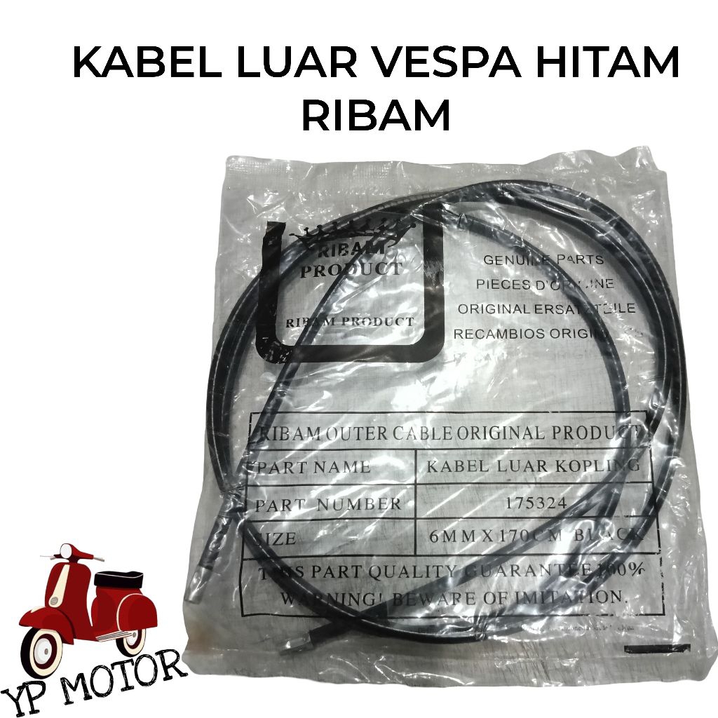 RIBAM Kabel Luar Vespa Super Sprint PX Excel Hitam Sparepart Aksesoris Variasi Sukucadang Vespa