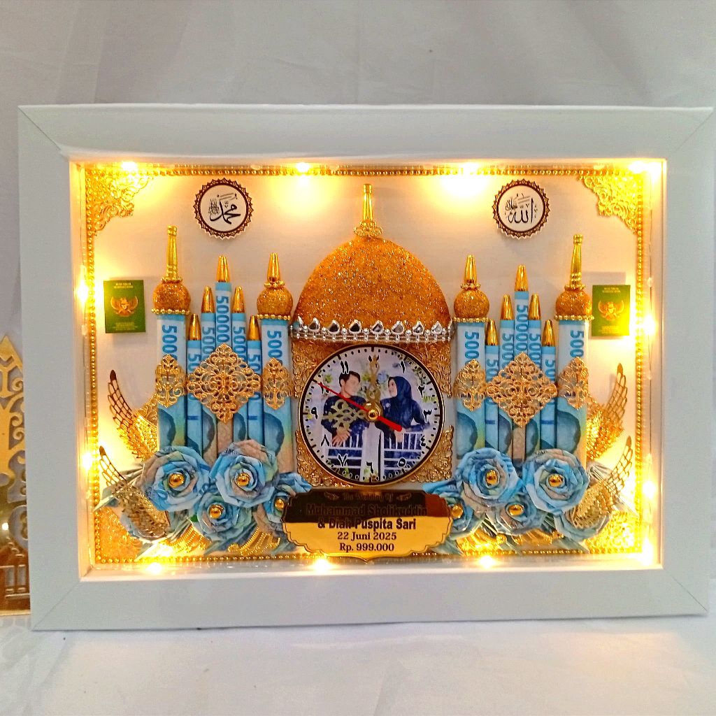 Mahar Pernikahan Masjid / Mahar Jam / Mahar Islami / Bingkai Mahar Minimalis