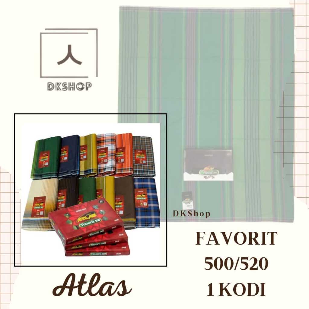 Sarung Atlas Favorite 500 / 520 / Sarung Atlas 1 Kodi / Sarung Atlas 20 Pcs / Sarung GROSIR