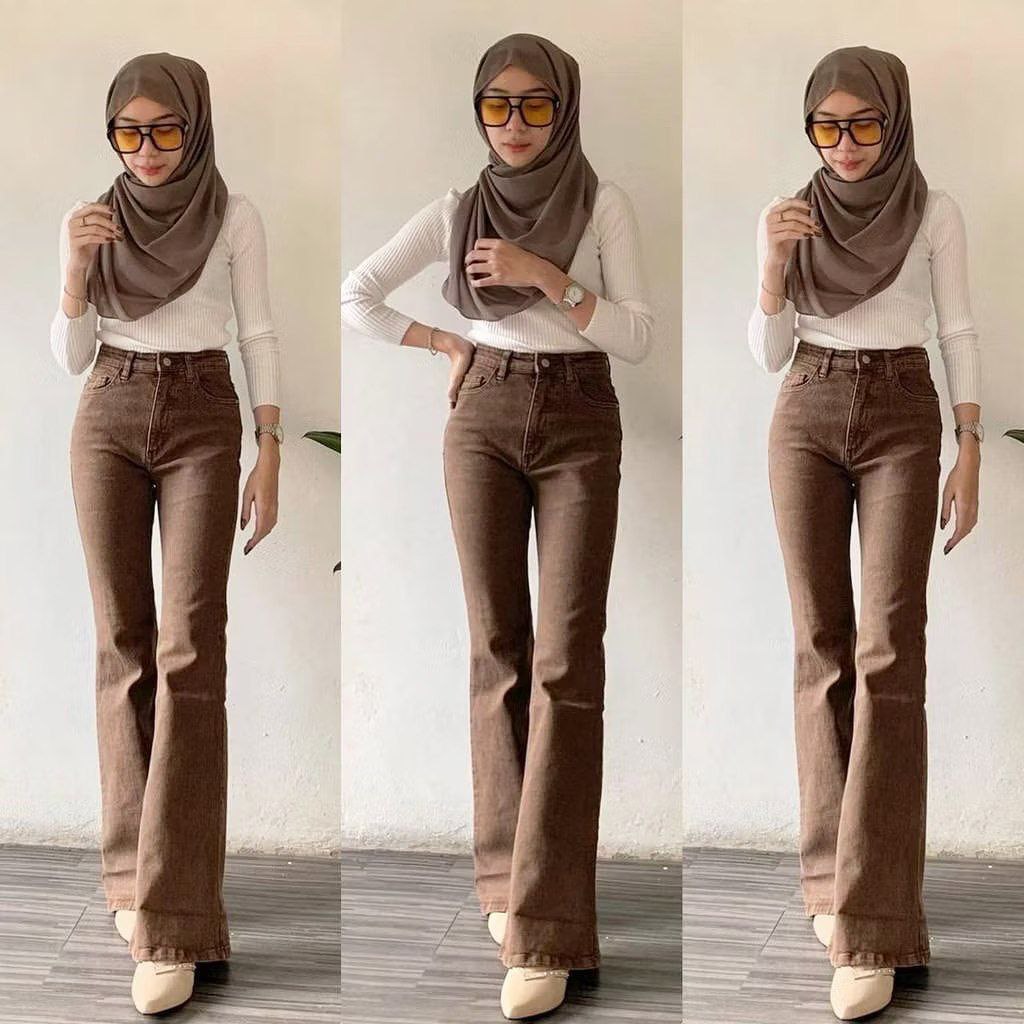 wajib punya highwaist cutbray putih jeans wanita - celana panjang denim wanita cutbray jeans high