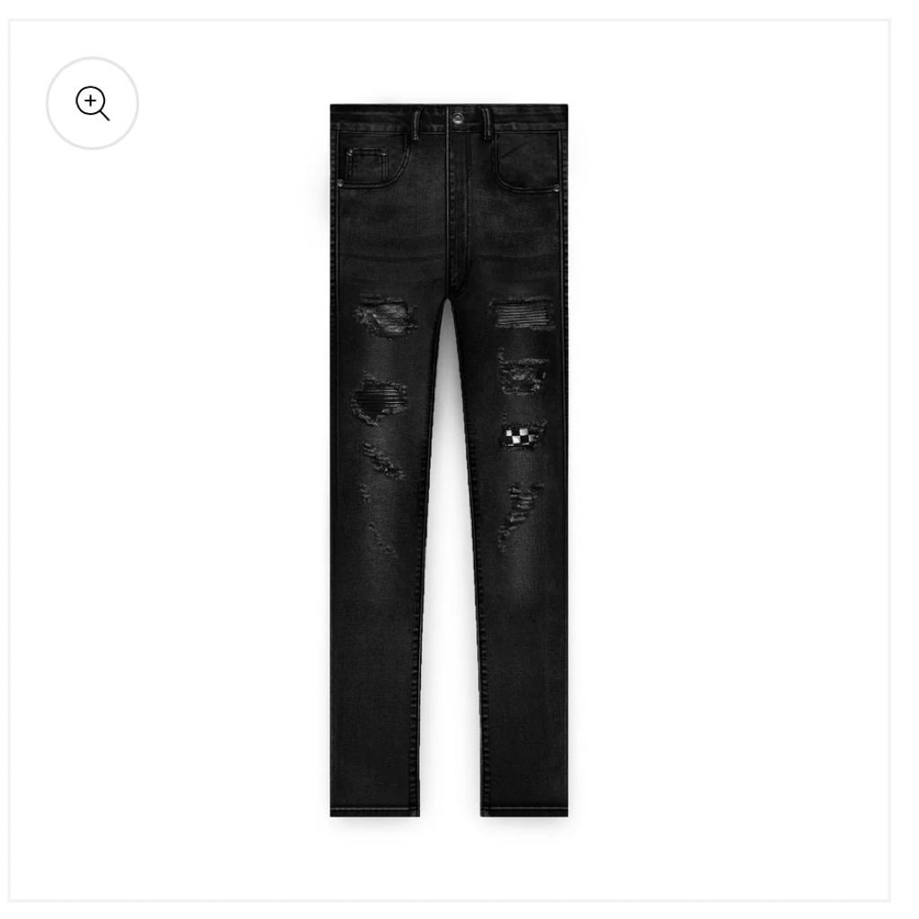 RUCAS Grand Combination Python Jeans - Black