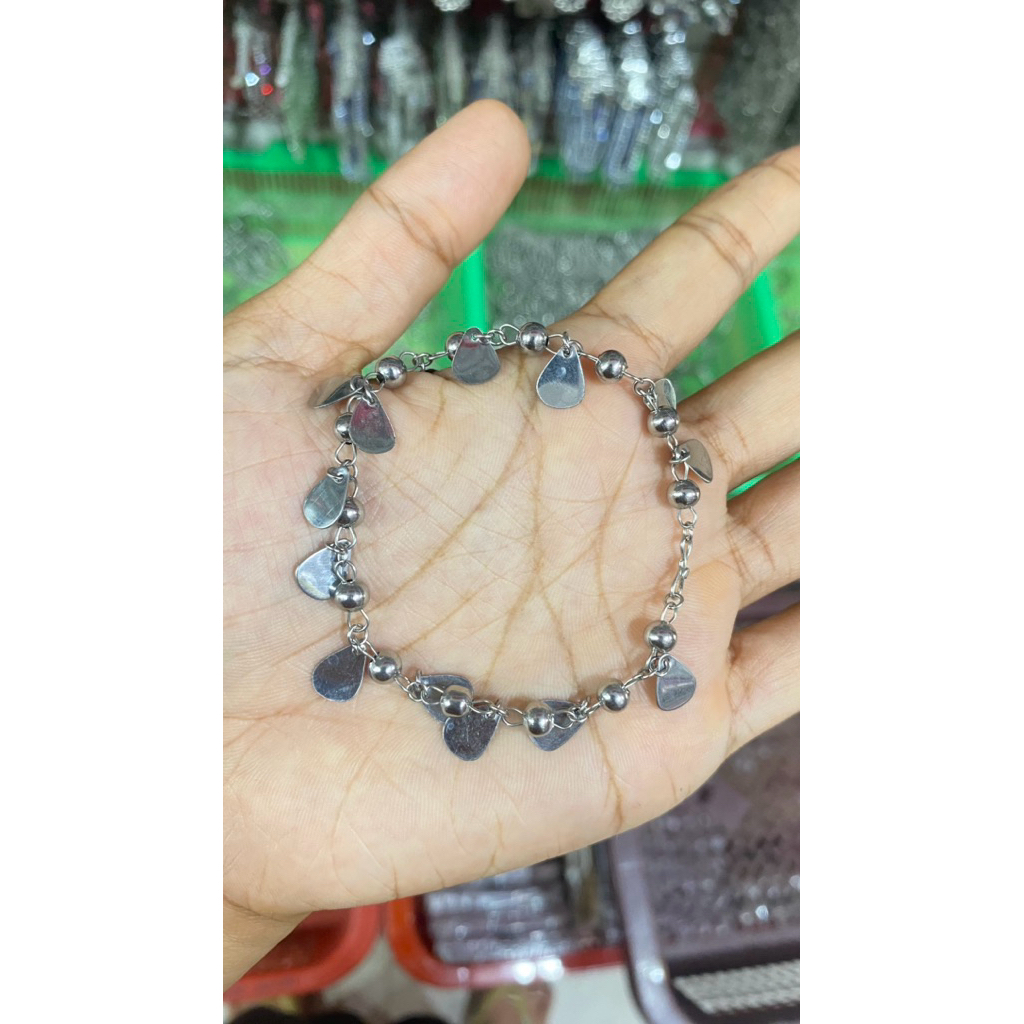 GELANG BAJA/BESI PUTIH GELANG MONEL GELANG CEWEK DEWASA GELANG TANGAN TERBARU