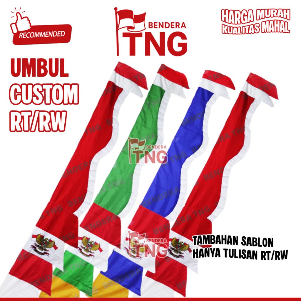 BENDERA TNG Umbul Umbul Custom Sablon RT/RW Umbul Bendera indonesia merah putih tambah Tulisan